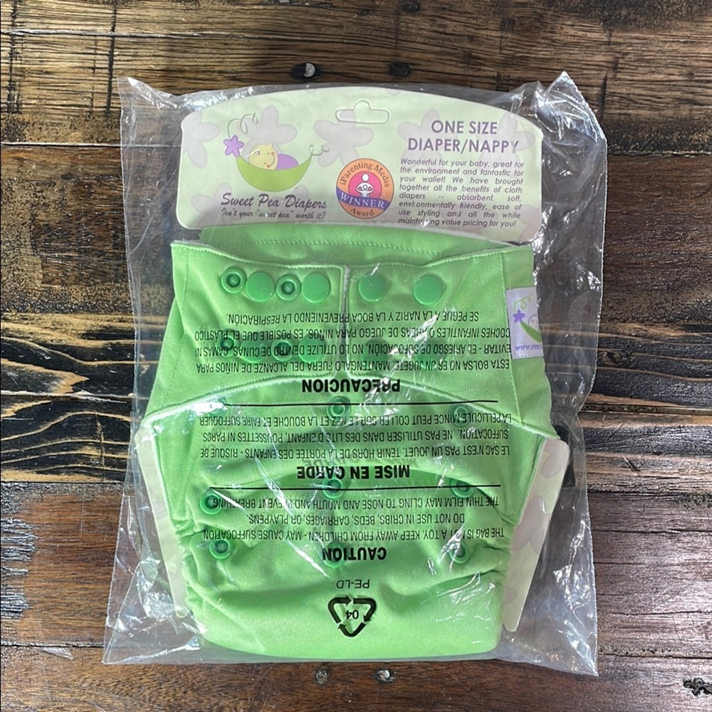 Sweet Pea infant reusable diaper o/s Micro Apple Green- adjustable for growth